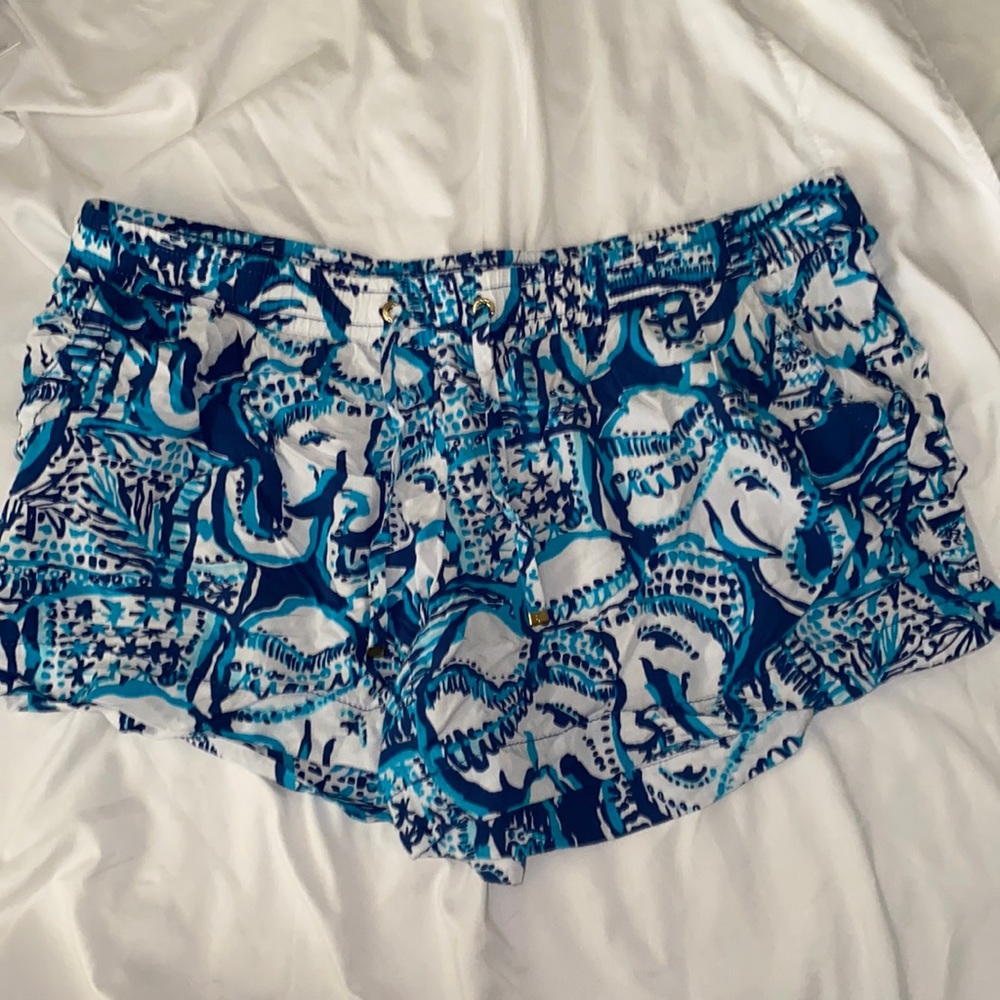Lilly Pulitzer Katia Elephant Print Drawstring Shorts Size  Large